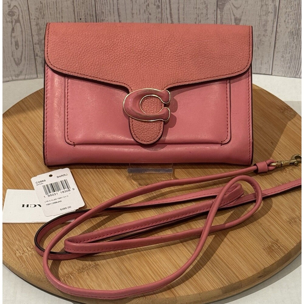 COACH Pink Leather Tabby Crossbody Shoulder Mini Clutch Bag Purse C0869